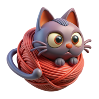uma gato emaranhado acima dentro uma bola do fio, olhando ambos frustrado e determinado para fuga png