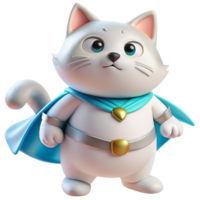 Cat dressed as a superhero with a cape billowing in the wind png