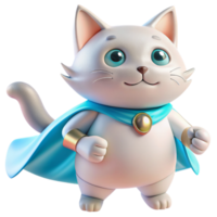 Cat dressed as a superhero with a cape billowing in the wind png