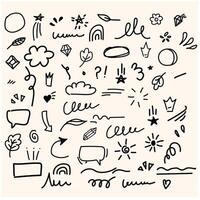 Set of doodle elements with illustration style doodle and line art vector