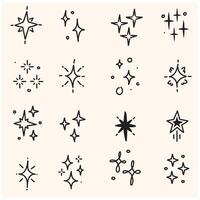 Line star glitter shine with illustration style doodle and line art vector