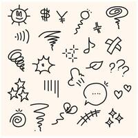 Set of doodle elements with illustration style doodle and line art vector