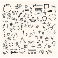 Set of doodle elements with illustration style doodle and line art vector