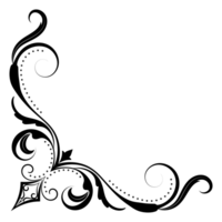 Delgado línea Clásico esquina. medieval período de el victoriano dinastía. lujoso negro monograma marco diseño elemento resumen icono colección flor sencillo símbolo png