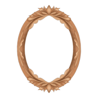 Ornate Wooden Carving Frame with Floral Elements. Vintage Oval Border in a Classic Baroque style png