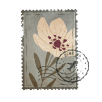 Clásico botánico gastos de envío estampilla. antiguo correo matasellos con flor aislado en transparente antecedentes png