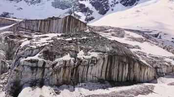 Beautiful cinematic aerial view of the icefall on the Mizhirgi Glacier video