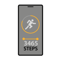 Fitness tracking app on mobile phone. Run tracker, walk steps counter. png