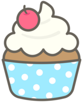 Kinder Hand gezeichnet kawaii Geburtstag Party süß Elemente einstellen frisch Sahne Kirsche Cupcake png