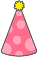 niños mano dibujado kawaii cumpleaños fiesta linda elementos conjunto rosado fiesta sombrero png