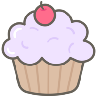 Kinder Hand gezeichnet kawaii Geburtstag Party süß Elemente einstellen Kirsche Cupcake png