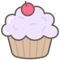 des gamins main tiré kawaii anniversaire fête mignonne éléments ensemble Cerise petit gâteau png