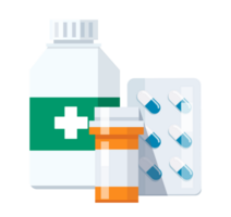 Group of Medicine bottles capsules illustration png