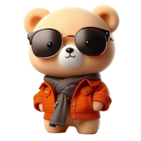 AIgenerated bear wearing sunglasses and a scarf png