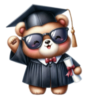 AIgenerated bear wearing a graduation cap and gown png