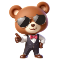 AIgenerated bear wearing sunglasses and a suit png