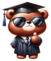 AIgenerated bear graduation sunglass png