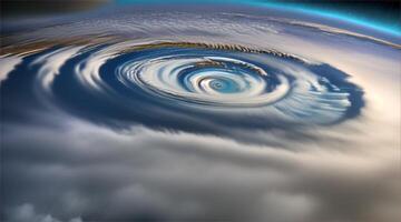 animación de un grande huracán desde un cielo perspectiva. video