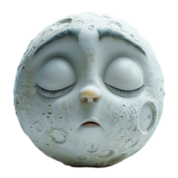3D element of moon face with sleeping expression, generated ai png