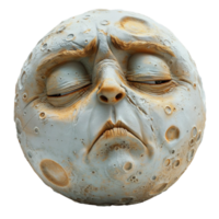 3d Element von Mond Gesicht mit Schlafen Ausdruck, generiert ai png