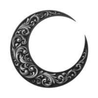 Patterned 3D crescent moon element, generated ai png