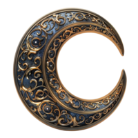 Patterned 3D crescent moon element, generated ai png