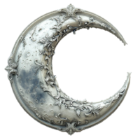 Patterned 3D crescent moon element, generated ai png