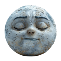 3D element of moon face with sleeping expression, generated ai png