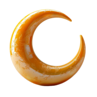 3d yellow crescent moon decoration element, generate ai png