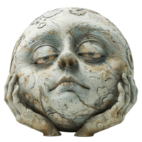 3D element of moon face with sleeping expression, generated ai png