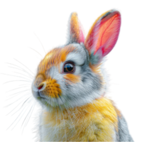 cerca arriba retrato de un de conejo rostro. generado ai png