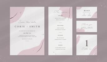 Abstract watercolor wedding invitation template. set of wedding stationery. luxury card and poster background. vector