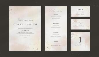 Abstract watercolor wedding invitation template. set of wedding stationery. luxury card and poster background. vector