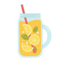 Glass of lemonade with straw. Flat isolated illustration vector