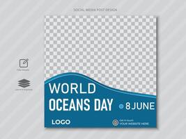 8th june - world ocean's day social media post vector