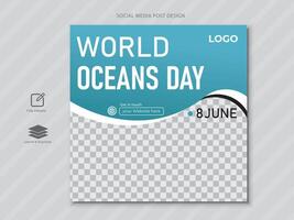 8th june - world ocean's day social media post vector