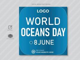 8th june - world ocean's day social media post vector