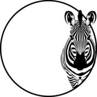 round frame with black zebra without background vector