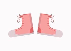 Cartoon sneakers pink. Sport shoes. vector