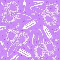The image consists of a print or pattern with hand drawn school supplies vector