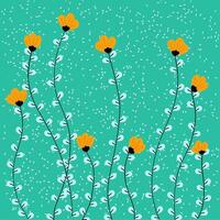 The image consists of orange flowers on a green background, they have light soft green leaves vector