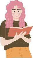relajarse mujer estudiante leyendo libro personaje ilustración gráfico dibujos animados Arte vector