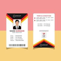 moderno corporativo limpiar minimalista empresa empleado negro rojo naranja negocio carné de identidad tarjeta modelo vector