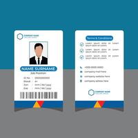 Modern corporate clean minimalist company employee blue business id card template vector