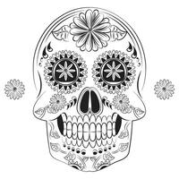 Mexican mask day of dead vintage sketch engraving raster illustration. Scratch board style imitation. Black and white hand drawn illustration vector