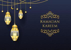 Ramadan mubarak illustration banner with beautiful luxury shiny islamic ornament and abstract gradient vector