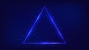 Neon triangular frame with shining effects vector