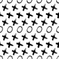 Seamless pattern with hand drawn cross and circle shapes vector