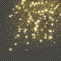 Gold glittering dust on a gray background. Dust with gold glitter effect and empty space for your text. illustration vector