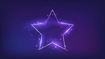 Neon frame in star form with shining effects vector